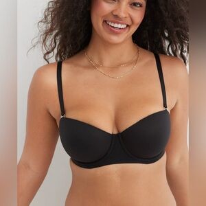Aerie Sunnie Strapless Lightly Lined‎ Bra size 38D color black